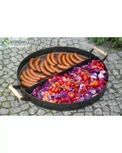 Stalen pan met 2 vakken, doorsnede 70 cm ##